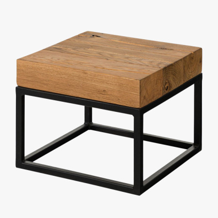 Konferenztisch aus Eichenbalken mit Metallbeinen 40 x 40 cm