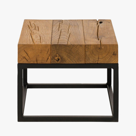 Konferenztisch aus Eichenbalken mit Metallbeinen 40 x 40 cm