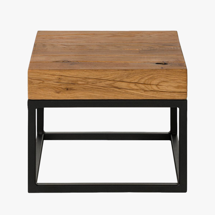 Konferenztisch aus Eichenbalken mit Metallbeinen 40 x 40 cm