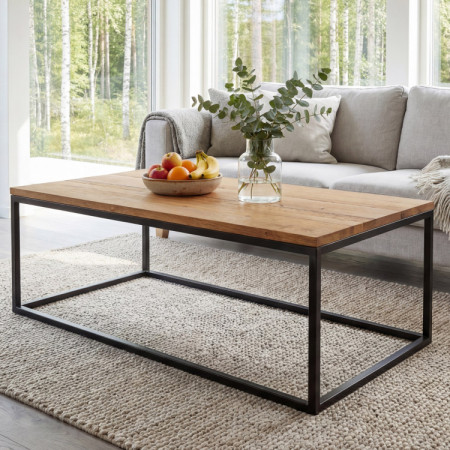 Eiche Couchtisch mit Metallbeinen 100 x 60 cm