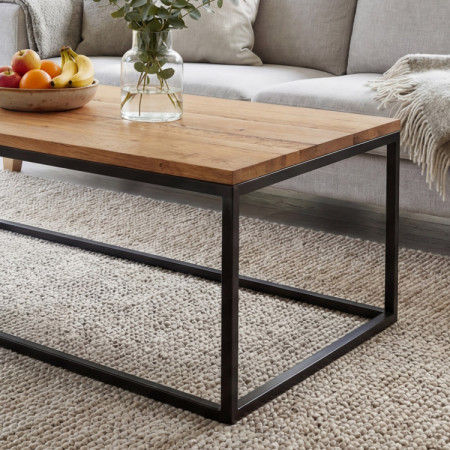 Eiche Couchtisch mit Metallbeinen 100 x 60 cm