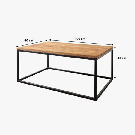 Eiche Couchtisch mit Metallbeinen 100 x 60 cm