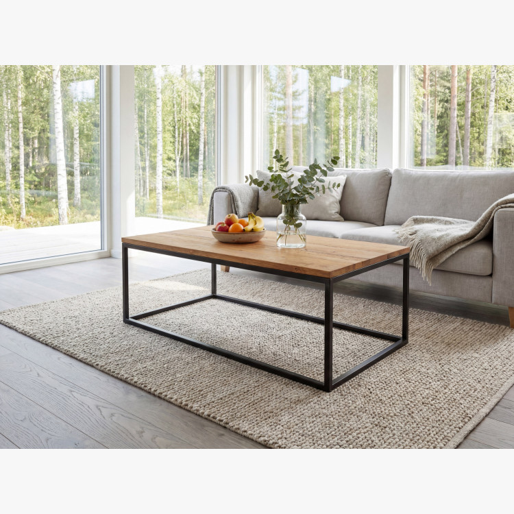 Eiche Couchtisch mit Metallbeinen 100 x 60 cm