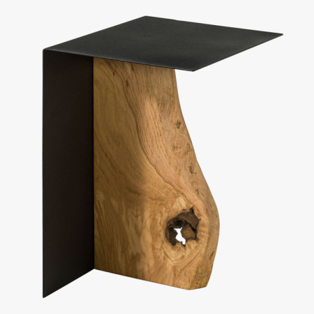 Beistelltisch Metall mit Eichenplatte 30 x 33 cm