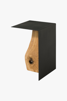 Beistelltisch Metall mit Eichenplatte 30 x 33 cm 2