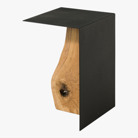 Beistelltisch Metall mit Eichenplatte 30 x 33 cm