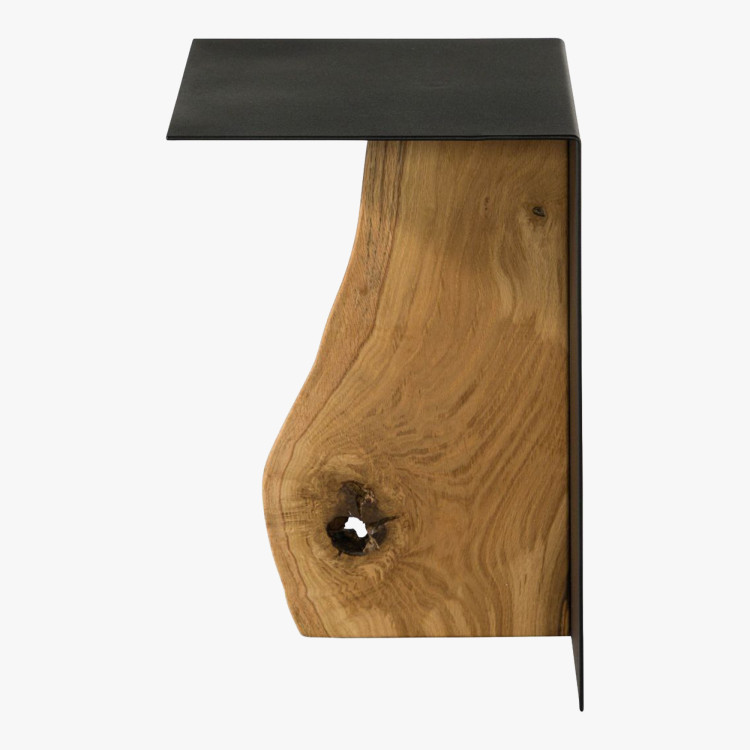 Beistelltisch Metall mit Eichenplatte 30 x 33 cm