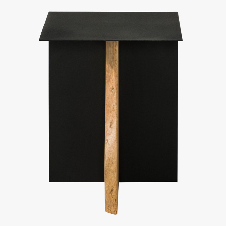 Beistelltisch Metall mit Eichenplatte 30 x 33 cm