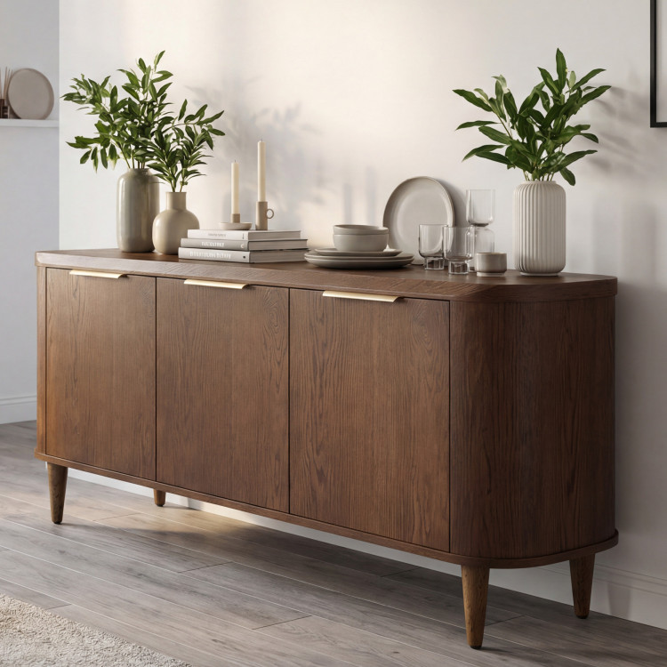 Trohtürige Design-Kommode in der Farbe Nussbaum