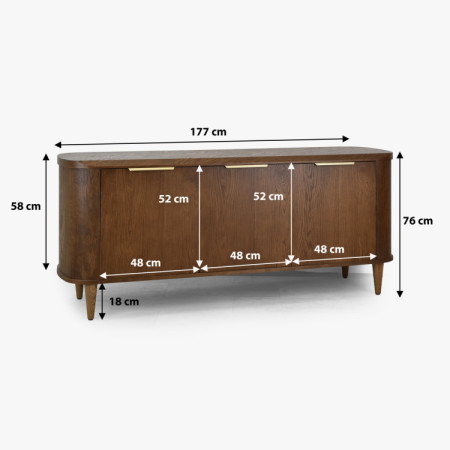 Trohtürige Design-Kommode in der Farbe Nussbaum