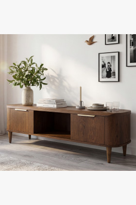 Abgerundete TV-Kommode 180 cm Nussbaumfarben Wohnzimmermöbel