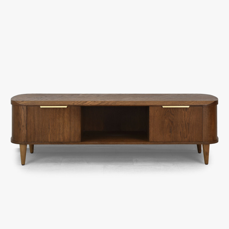 Abgerundete TV-Kommode 180 cm in Nussbaumfarbe