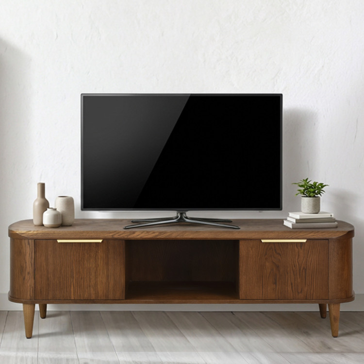 Abgerundete TV-Kommode 180 cm in Nussbaumfarbe