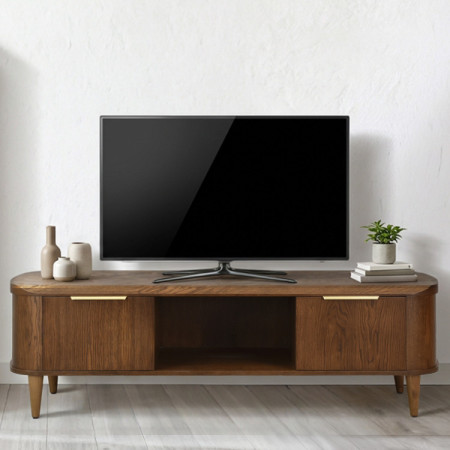 Abgerundete TV-Kommode 180 cm in Nussbaumfarbe