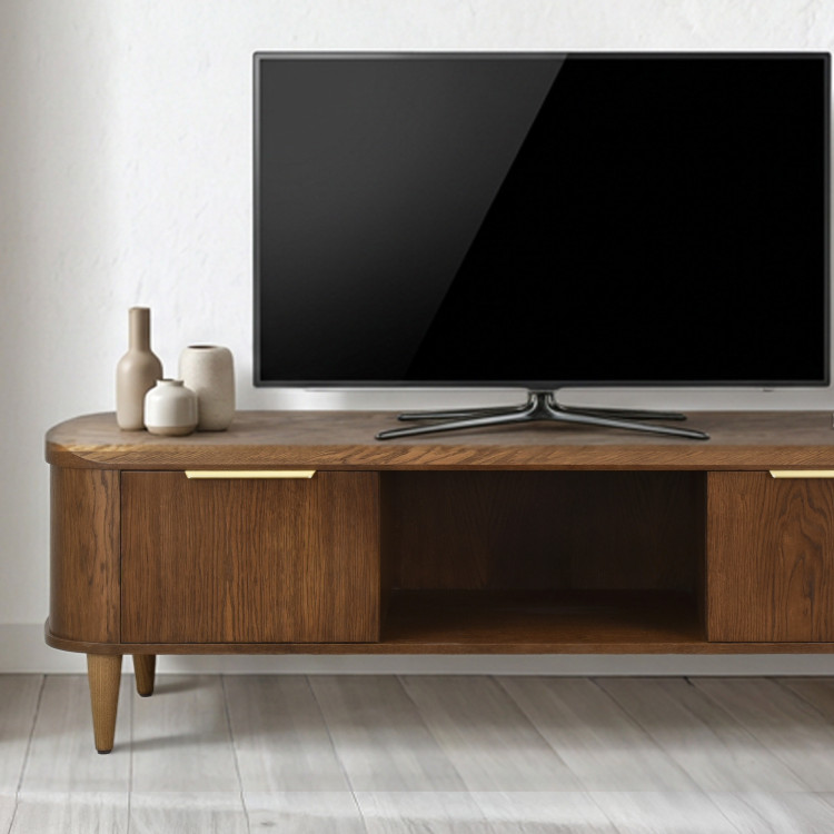 Abgerundete TV-Kommode 180 cm in Nussbaumfarbe