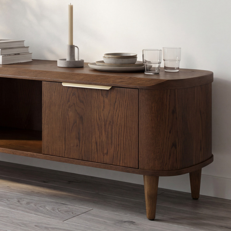 Abgerundete TV-Kommode 180 cm in Nussbaumfarbe