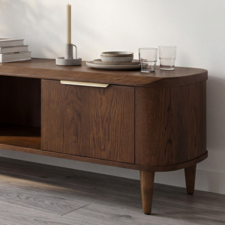 Abgerundete TV-Kommode 180 cm in Nussbaumfarbe