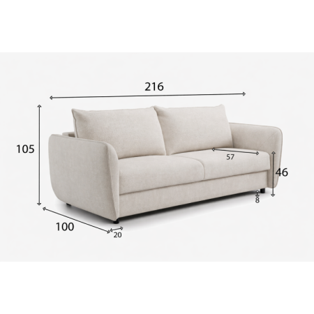 Sediergarnitur IVA mit Schlaffunktion - 216cm Gesamtlänge