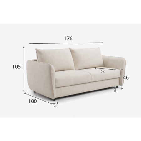 Sedergarnitur IVA mit Schlaffunktion für den täglichen Gebrauch - 176 cm Gesamtbreite