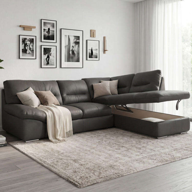 Runde Eckcouch - echtes Leder fango, William Ecke rechts