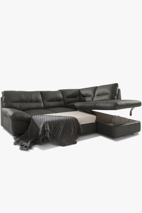 Runde Eckcouch - echtes Leder fango, William Ecke rechts 2