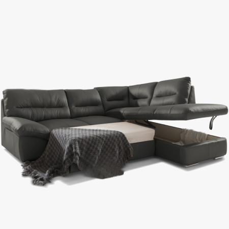 Runde Eckcouch - echtes Leder fango, William Ecke rechts