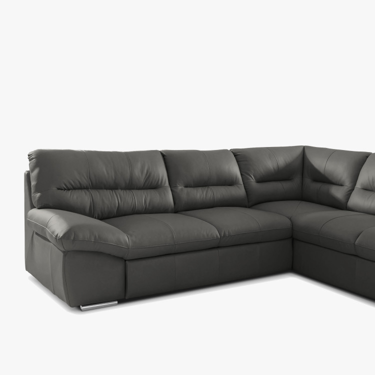 Runde Eckcouch - echtes Leder fango, William Ecke rechts