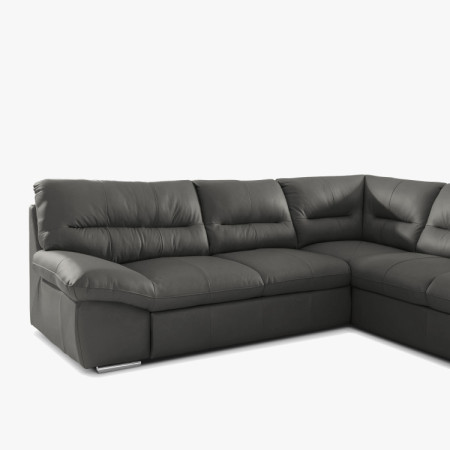 Runde Eckcouch - echtes Leder fango, William Ecke rechts