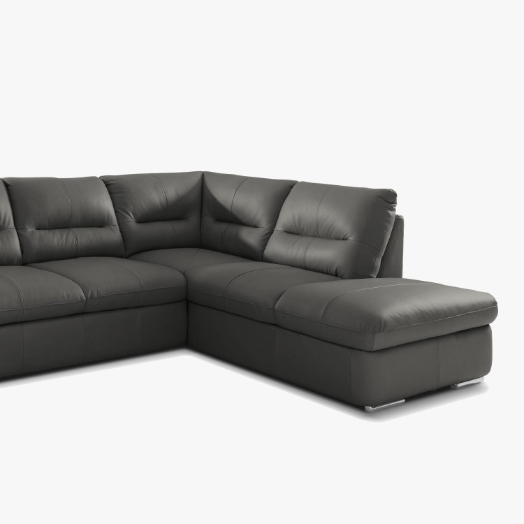 Runde Eckcouch - echtes Leder fango, William Ecke rechts