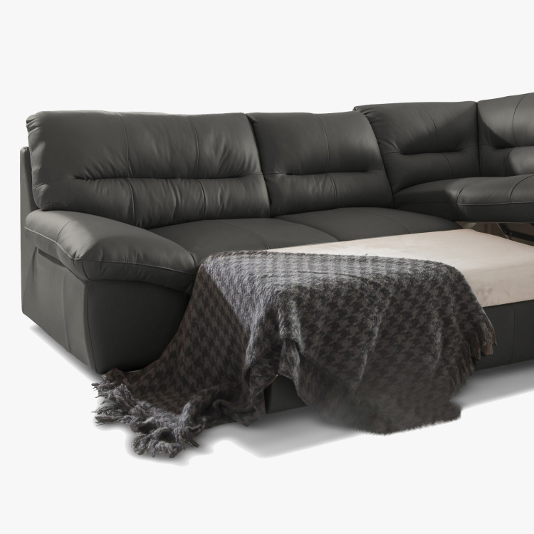 Runde Eckcouch - echtes Leder fango, William Ecke rechts