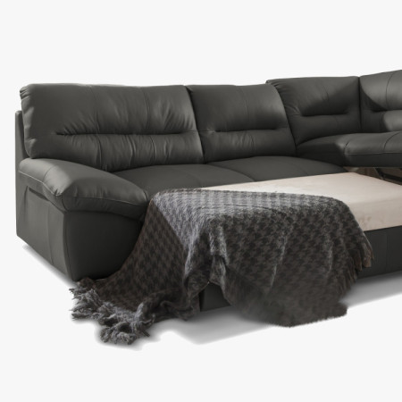 Runde Eckcouch - echtes Leder fango, William Ecke rechts