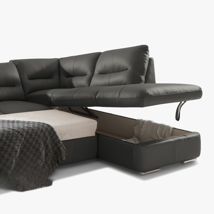 Runde Eckcouch - echtes Leder fango, William Ecke rechts