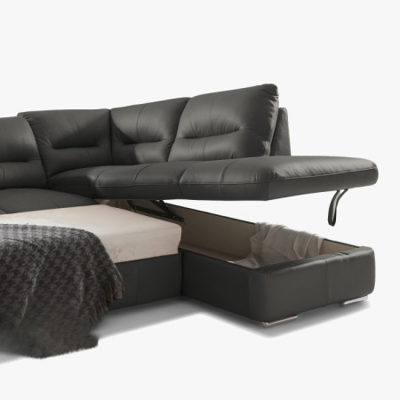 Runde Eckcouch - echtes Leder fango, William Ecke rechts