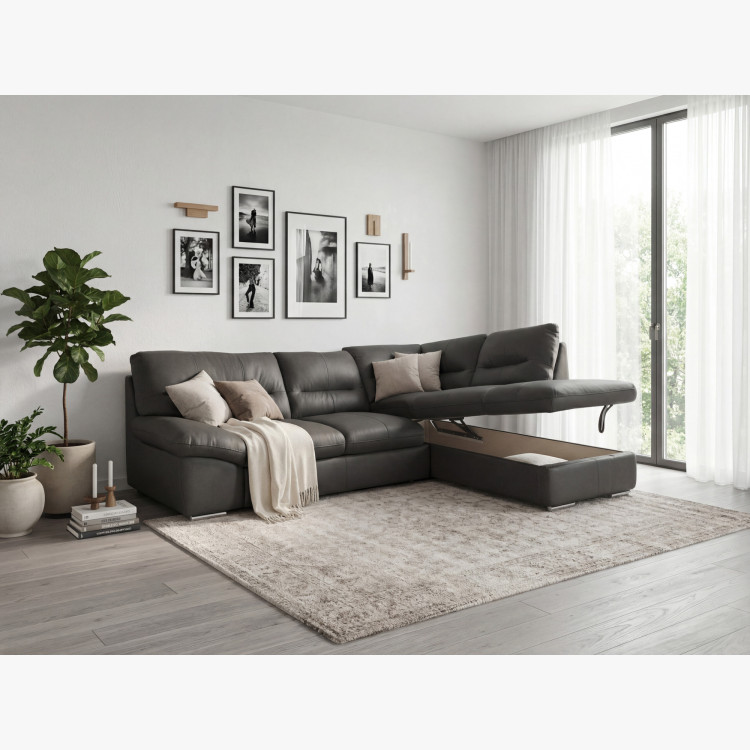 Runde Eckcouch - echtes Leder fango, William Ecke rechts