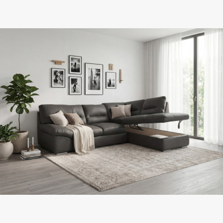 Runde Eckcouch - echtes Leder fango, William Ecke rechts