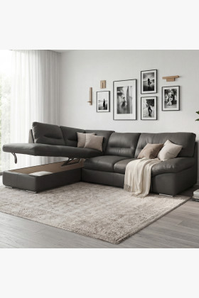 Rundecksofa - rechts Leder Fango, William Ecke links