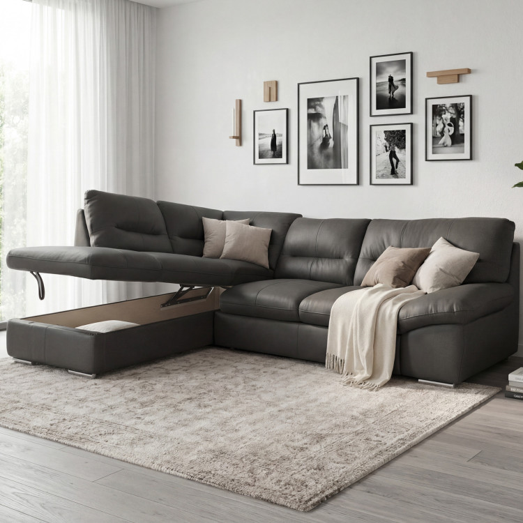 Rundecksofa - rechts Leder Fango, William Ecke links