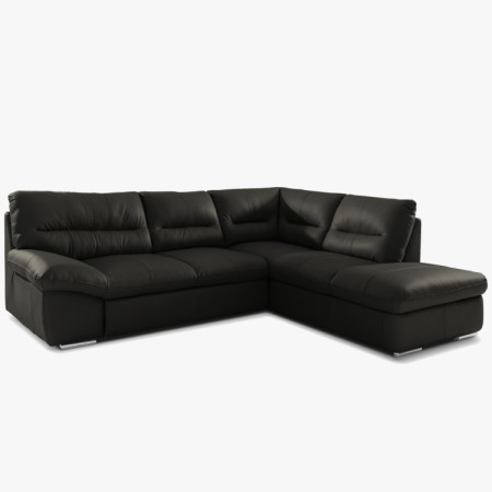 Rundecke Ecksofa - Recht schwarzes Leder, William Ecke rechts