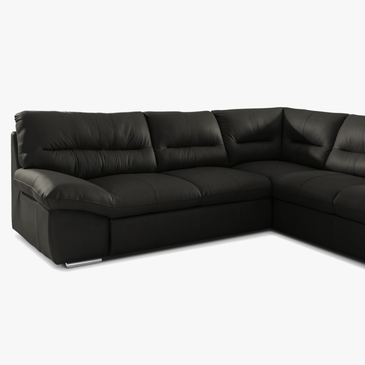 Rundecke Ecksofa - Recht schwarzes Leder, William Ecke rechts