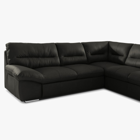 Rundecke Ecksofa - Recht schwarzes Leder, William Ecke rechts