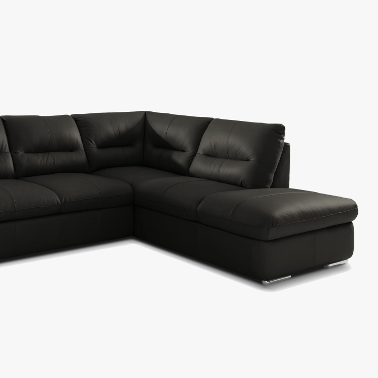 Rundecke Ecksofa - Recht schwarzes Leder, William Ecke rechts