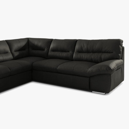 Rundecksofa - echtes Leder schwarz, William Eckelement links