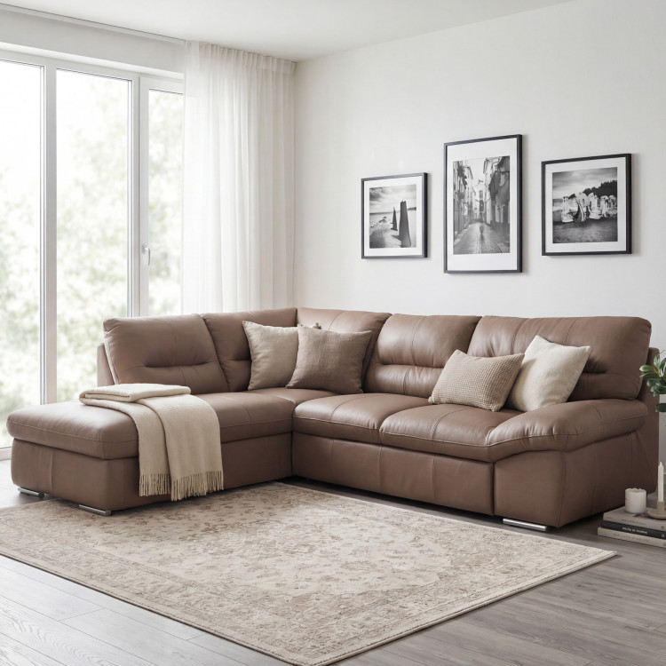 Rücksitzgarnitur - echtes Leder SAND, William Ecke links