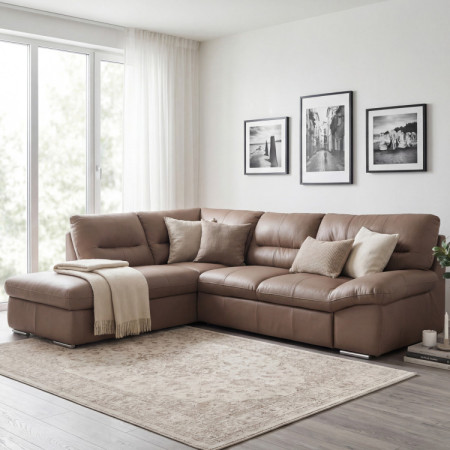 Rücksitzgarnitur - echtes Leder SAND, William Ecke links