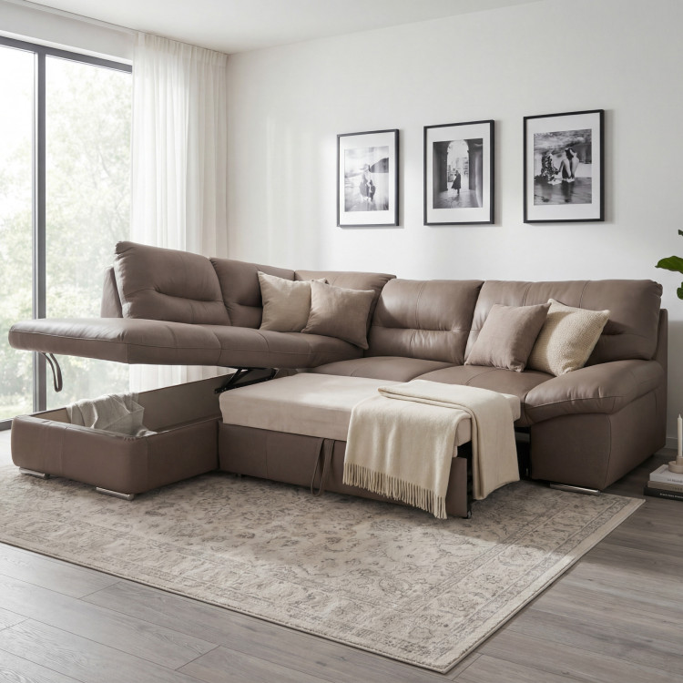 Rücksitzgarnitur - echtes Leder SAND, William Ecke links