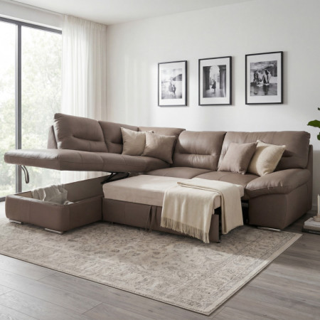 Rücksitzgarnitur - echtes Leder SAND, William Ecke links