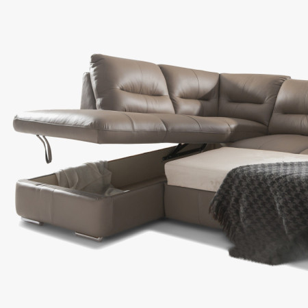 Rücksitzgarnitur - echtes Leder SAND, William Ecke links