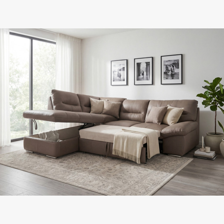 Rücksitzgarnitur - echtes Leder SAND, William Ecke links