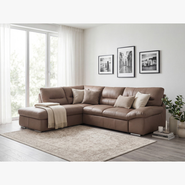 Rücksitzgarnitur - echtes Leder SAND, William Ecke links