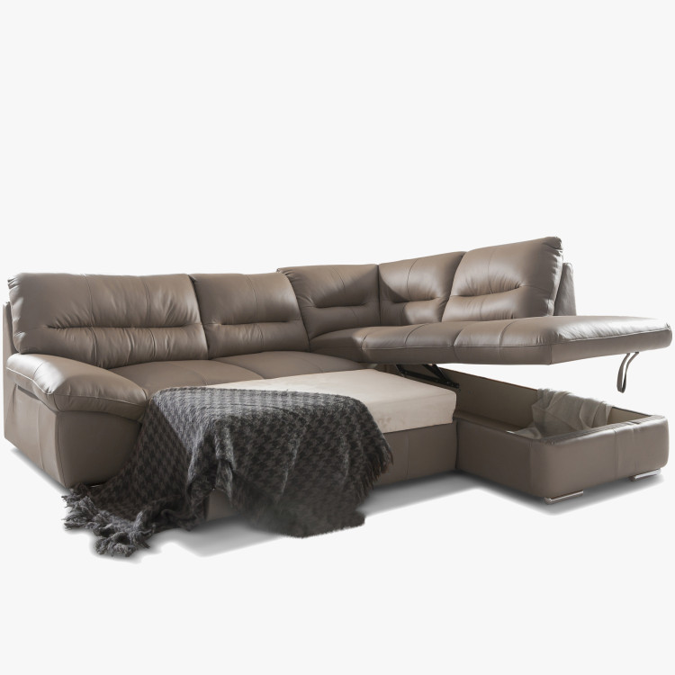 Ecksofa - echtes Leder SAND, William Ecke rechts